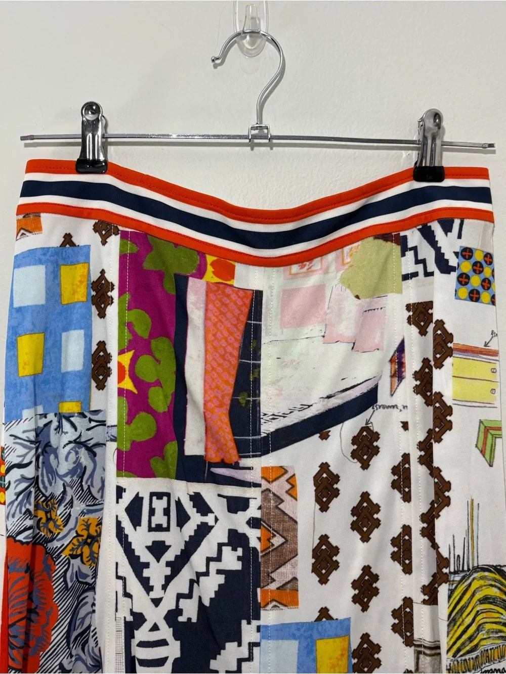 Tory Burch multi color mixed media knee-length flare skirt (small)